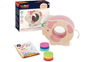 Battat Education Zabawka silnikowa - Save & Count Piggy Bank - Edukacyjne kolorowe zabawki do liczenia i matematyki dla dzieci, od 18 miesięcy