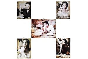 KUSTOM ART Lot de 5 tableaux de style vintage Acteurs fameux – Sordi/Celentano/Sofia Loren/Totò/Loren (Pizza) pour décoration Restaurant Pizzeria Bistrò Bar Cafè