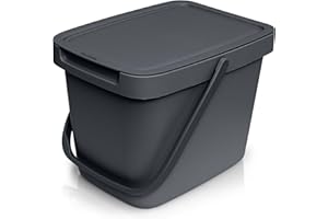 YourCasa Biomülleimer Küche - 6L Komposteimer Küche für alltäglichen Biomüll Behälter - Mit Deckel und Wandaufhängung - Bio Mülleimer klein - Bio Eimer (Anthrazit)
