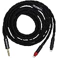 Linsoul Tripowin GranVia Upgraded OFC High Purity Headphone Audio Replacement Cable (HD650, 1.5m length, Black, 4.4mm Plug)