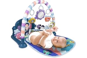 CATERBEE Alfombra de Juego de Piano para bebé, Juguete de Actividades para recién Nacidos con Piano, tapete de Juego para Gimnasio de Actividades para bebé (Azul)