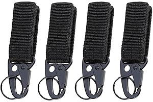 BuxiuGK Pack of 4 Tactical Key Fob Nylon, Tactical Gear Carabiner Clip Molle Carabiner Key Hook for Mountaineering Camping Hiking Outdoor Activities