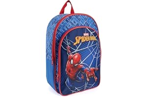 PERLETTI Zainetto Asilo Bambino Spiderman Blu e Rosso - Zaino Bimbo Spider Man con Comoda Tasca Frontale - Piccolo Zaino Scuola Elementare e Materna Uomo Ragno per Bimbi - 36x25x12 cm
