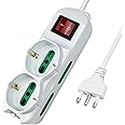 Extrastar Ciabatta Multipresa elettrica 6 Posti 2 polivalenti (schuko 10/16A) 4 bivalenti 10/16A, Colore bianco, Cavo 1.5 m -