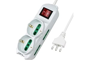 Extrastar Ciabatta Multipresa elettrica 6 Posti 2 polivalenti (schuko 10/16A) 4 bivalenti 10/16A, Colore bianco, Cavo 1.5 m - Spina 16A