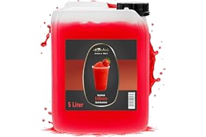 A. Becker's Slush Ice Syrup | Without Azo Dyes | 5L Strawberry | Vegan | 1L Slush Concentrate Makes 6L Ice Cream | Drink Syrup for Preparation in Slush Machine and Mixer