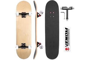 VENOM SKATEBOARDS Venom Core Skateboards Complete Skateboard -Double Kick Trick Skateboard for Kids Boys/Girls Adults Beginners -Advance- Inc Deck/Trucks/Bearings Abec 9 /Wheels/Griptape/Tool