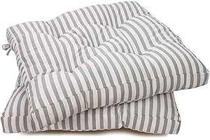 Viste tu hogar Pack 2 Cojines para Silla, 45x45x5 CM, Efecto Tridimensional, Relleno de 100% Poliéster, Diseño a Rayas, Ideal para la Decoración de Cocina y Sala, Color Gris, Fabricado en España