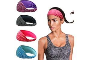 ‎LINLOOK Stirnband Damen - Elastische Haarband Breit Schnelltrocknend Schweißband Stirn für Sport Yoga Laufen Workout Training Fitness Tennis Gym Radfahren Wandern Joggen