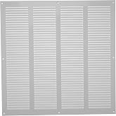 Repa Market White Scratch Resistant Air Vent Cover 400 x 400 mm (Outer Dimensions) - Galvanised Steel Grille Cover with Mesh