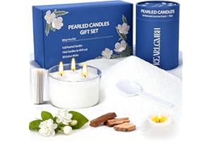 LFENYIGI Sand Candle Making Kit Gift Set - Pearled Candle Sand and Wicks,Lidded Large Glass Jar, Jasmine Sandalwood Scent, 100-Hour Burn, Pearled Candles Making Gift for Adults & Beginners