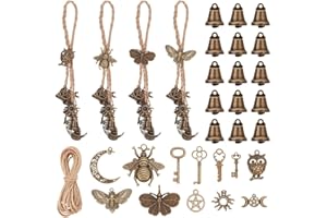FREEBLOSS Lot de 4 cloches de sorcière à faire soi-même, thème animaux, carillons éoliens, carillons éoliens en plein air, décoration de sorcière, décoration de sorcière, cloches de sorcière pour la