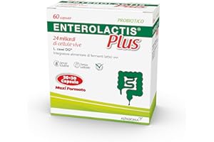 Enterolactis Plus, confezione da 60 capsule: fermenti lattici, probiotici, supporto per equilibrare la flora intestinale alterata