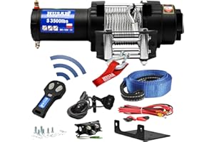 ‎HUSAR WINCH Husar Winch Electric Winch 12V, 3500 lbs 1587 kg, Wire Rope 12 Meters Long, Very Strong, Wireless Control, Automatic Brake, Planetary Gear, Mounting Kit - Ideal for Quad Bikes and ATV/UTV