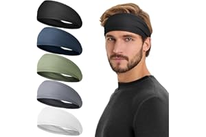 Tumurup Fascia Capelli Uomo e Donna[5 Pezzi] - Fascia per Capelli Sport Assorbente per Sudore | Fasce per Capelli | Elastico Capelli Uomo per Running, Fitness, Ciclismo, Tennis