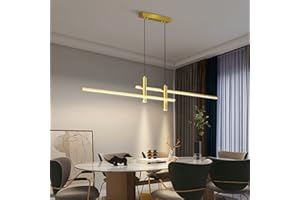 BELLASTEIN Nowoczesna lampa wisząca LED Lampa wisząca do jadalni Lampa wisząca do ściemniania ze zdalnym sterowaniem Jadalnia Lampa wisząca Regulowana wysokość żyrandol (Złoty, 120cm)