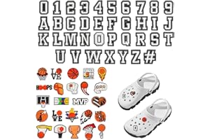 JOYECHO 62 Pièces PVC Pins Crocs, Accessoires Crocs, Décorations De Numéro Lettre Breloques, Pour Les Fans De Basketball, Accessoires De Décoration De Chaussures pour Garçons, Enfants, Adolescents et Adultes
