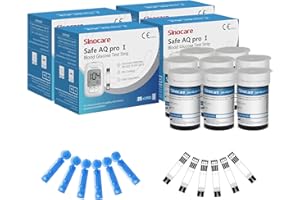 Sinocare Tiras Safe AQ Pro I Sangre, 200 x Tiras Reactivas Medidor de Glucosa Diabetes Strips, Sólo para Safe AQ Pro I