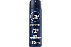 NIVEA MEN Deep Spray 6 x 150 ml, Deodorante uomo arricchito con Carbone Attivo per fino a 72h di protezione, Deodorante spray antitraspirante dalla profumazione legnosa