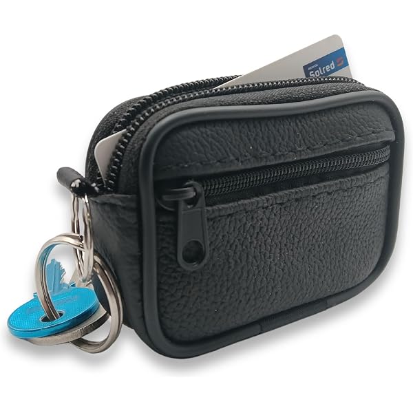 Charmoni Portafoglio Uomo In Vera Pelle - Compatto Con Cerniera E Passante Per Cintura (Marrone)