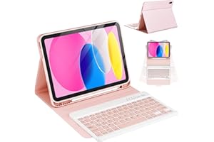 CC Store Teclado para iPad 10 Generación 2022/11 Generación A16 2025 (10.9/11 Pulgada), QWERTY Español Ñ, Bluetooth Magnéticamente ​con Soporte para lápiz​ Funda Teclado para iPad 10/11 Gen, Rosa