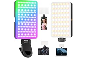 BNEHHOV RGB Selfie Luces, 138 LED Cámara de Luz 360° a Todo Color de iluminación Portátil con 30 Modos de Escena 10 Colores, Recargable CRI 95+ 2700-6500K Foto Video Iluminación, para el Teléfono
