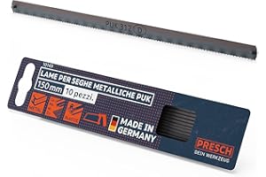Presch Lama di sega in metallo PUK 150mm 10pz - Lame di sega a mano originali PUK 150mm - Per metalli non ferrosi (rame), acciaio inossidabile, plexiglas, plastica