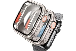 AOKUTDA 2-częściowy futerał do Apple Watch Series 9/8/7 45 mm (on Dirait Ultra i Ultra2) kompatybilny z PC iWatch 45 mm 2 w 1 ochraniacz ekranu z hartowanego szkła+tylna okładka, tytan złoto