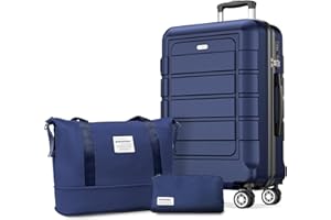 SHOWKOO Suitcase Hard Shell Expandable Durable PC+ABS Lightweight Travel Luggage High Capacity with Double Spinner Wheels and TSA Lock