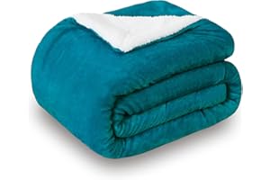 SOCHOW Coperta Plaid in Pile Sherpa, Turchese 150 x 200 cm Coperta di Peluche Super Morbida e Lussuosa a Doppio Strati