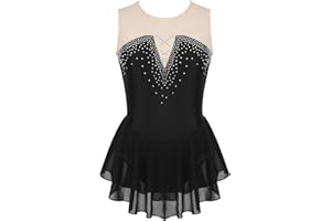 CHICTRY Big Junior Girls' Sleeveless Figure Skating Dress Sparkly Rhinestone Gymnastics Leotard Dancewear Costume