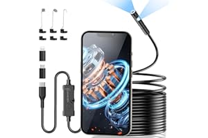 [Dual-Lens] USB Endoscope Inspection Camera, Ennovor 1920 HD Semi Rigid Snake Camera, No WiFi Borescope, IP67 Waterproof Tube Sink Pipe Drain Camera for Android iOS iPhone iPad Samsung, 16.4FT