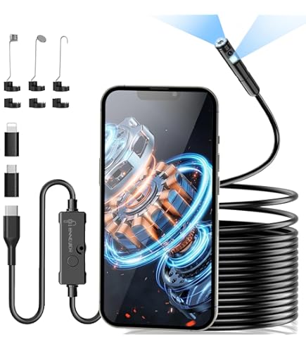 Caméra Endoscope WiFi Camera Endoscopique 1200P HD Camera Inspection Canalisation Avec Lumière LED Pour IPhone/Android Téléphone Mobile/Windows/Mac/Tablette/PC- ​(5M