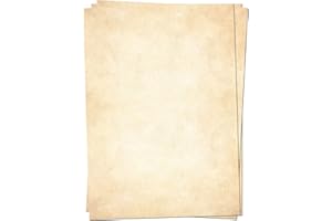 ‎PRESENTOU 50 x PRESENTOU Briefpapier beidseitig bedruckt 120 Gramm Papier | Motivpapier Urkundenpapier Urkunde Speisekarte Liebesbrief (Vintage Hell, 50 Bögen)