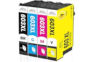 KING OF FLASH 603 XL Ink Cartridges Multipack - 603XL Ink Replacement for Epson Expression Home XP-3100 XP-4100 XP-2100 XP-2105 XP-3105 XP-4150 (1 Set)