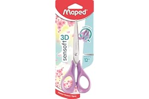 Maped - Ciseaux Sensoft 16 cm avec Anneaux Souples et Ergonomie 3D - Ciseaux Scolaires dès 12 Ans - Pour Collège et Lycée - Anneaux Confortables et Agréables - Coloris Pastel Violet 486291