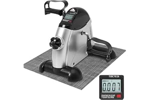EVOLAND Under Desk Bike Pedal Exerciser Leg Pedal Machine with Handle LCD Display, Sit Down Exercise Equipment for Home and Office Fitness Training