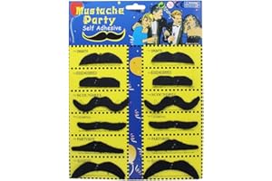 TOYLAND Homgaty 12 Self Adhesive Fake Moustaches / Mustache Set Fancy Dress Party
