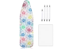 Newthinking Housse de planche à repasser, bord élastique résistant aux brûlures, pour table à repasser de 135 x 45 cm, comprend 4 attaches et tissu de protection en maille brûlante, taille L