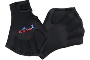 QCHOMEE Unisex Neoprene Aquatic Paddles Webbed Swim Gloves with Wrist Strap Snorkel Scuba Diving Duck Palms Paddling Training Gloves for Men Women Adult