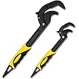B BOSI TOOLS Universal Adjustable Wrench Multi-function Magic Quick Self-Adjusting Monkey Wrenches Set 10 and 15-Inch, Pipe Wrench Spanner 0.6”-2.4”/14mm-60mm - 2 Piece