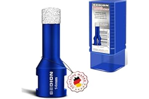SEDION ® Fliesenbohrer 14mm x M14 - Bohrkrone zum Bohren von harte Fliesen - Diamantbohrer 14 mm - Sedion Premium Qualität hochwertige Diamanten - kompatibel mit Bosch Makita uvm Winkelschleifer Flex