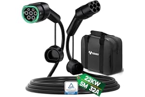 GONEO Tipo 2 Cavo di Ricarica 22kW 5M 32A Cavo di Ricarica Auto Elettrica Tipo 2 3 Fasi per E Auto EV/PHEV Tipo 2 a Tipo 2 Mode 3 Cavo di Ricarica per Modello S/3/X/Y e-Golf ID.3 i3/i8