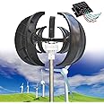 Wind Turbine Generator Kit, 12000W 12V/24V/48V Vertical Wind Turbine Electricity Set, 5 Blade Horizontal Wind Power Generator Kit for Home, Boat, Marine, Monitoring, Street Lighting,Black-48V
