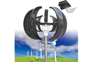 SAIYERUS Wind Turbine Generator Kit, 12000W 12V/24V/48V Vertical Wind Turbine Electricity Set, 5 Blade Horizontal Wind Power Generator Kit for Home, Boat, Marine, Monitoring, Street Lighting,Black-24V
