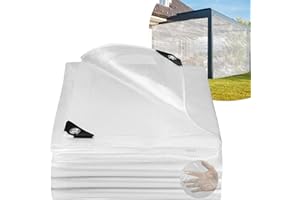 Honsaifau Clear Tarpaulin Waterproof Heavy-Duty: 3m x 4m UV Resistant 130GSM PE Sheet with Reinforced Grommets for Garden Greenhouse Outdoor Furniture & Ground Use