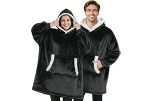 DOUUCO Sweat à Capuche Couverture à Capuche surdimensionnée Sweat Plaid a Capuche Pull apuchon Sherpa Peluche à Manches TV Plaids Couvertures Une Taille pour Tout Le Monde