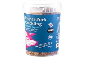SCT SAVOURY CRUNCHY TREATS & SWEET CANDY TREATS Proper Pork Crackling - 100g Pot – Available in Multiple Flavours - Keto-friendly, Allergen-Free, Low Carb & High Protein, Handmade in Britain (Sea Salt & Pepper)