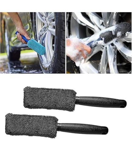 Spazzola Per Lavaggio Ruote Auto - Con Manico In Plastica, Testina In Spugna, Lunghezza 28cm - Foto 4