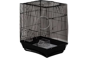 DiiWmme Cubierta de red para jaula de pájaros, atrapador de semillas ajustable, falda universal para jaulas cuadradas redondas (L)